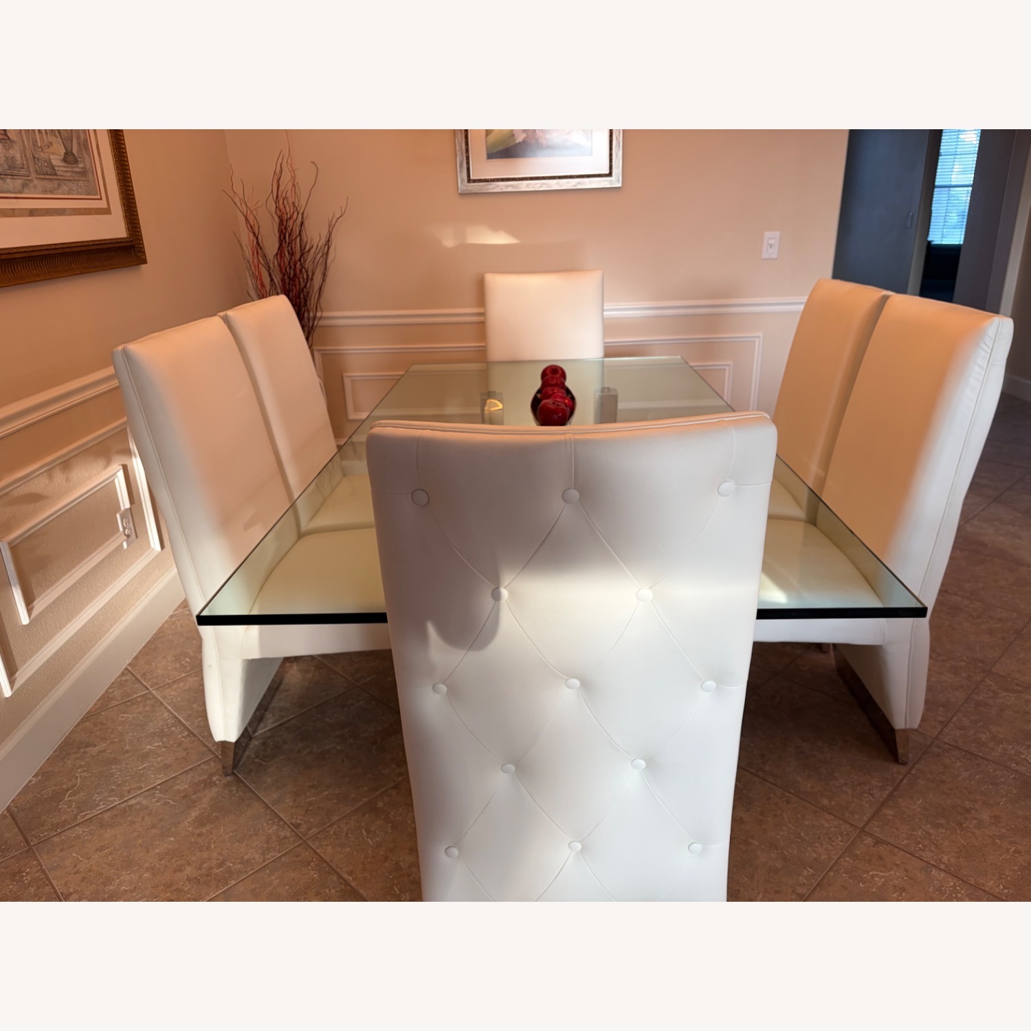White Glass Dining Set - image-3