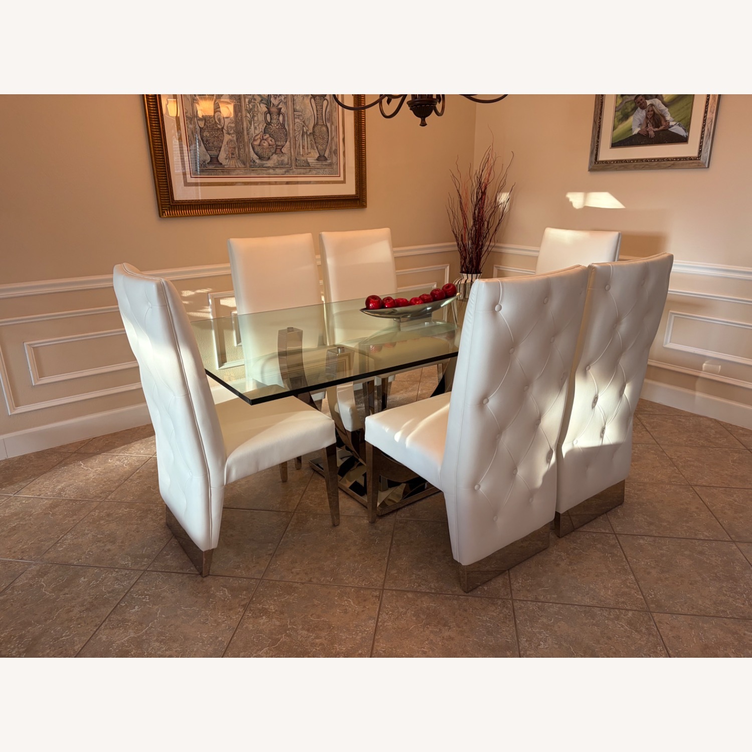 White Glass Dining Set - image-2