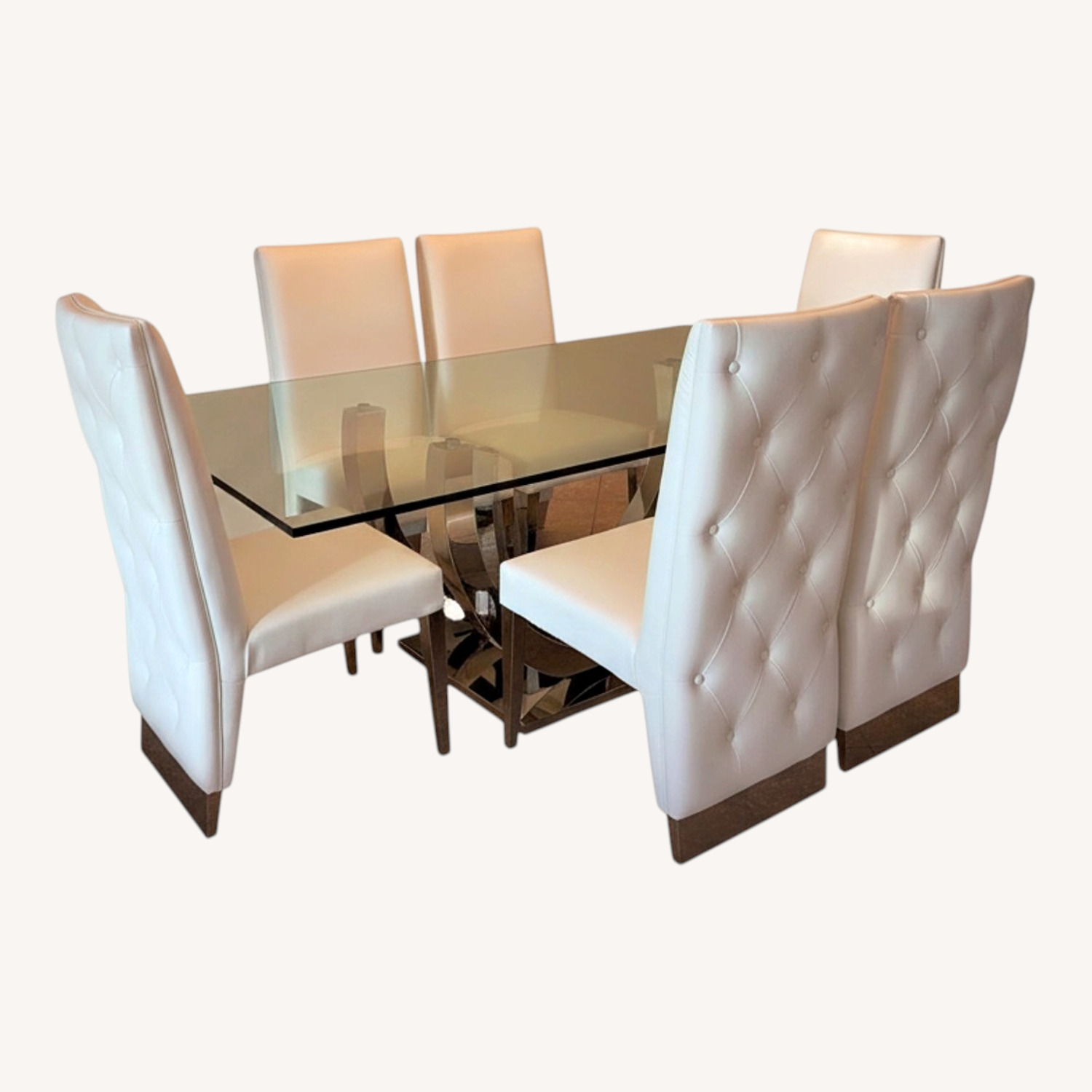 White Glass Dining Set - image-0