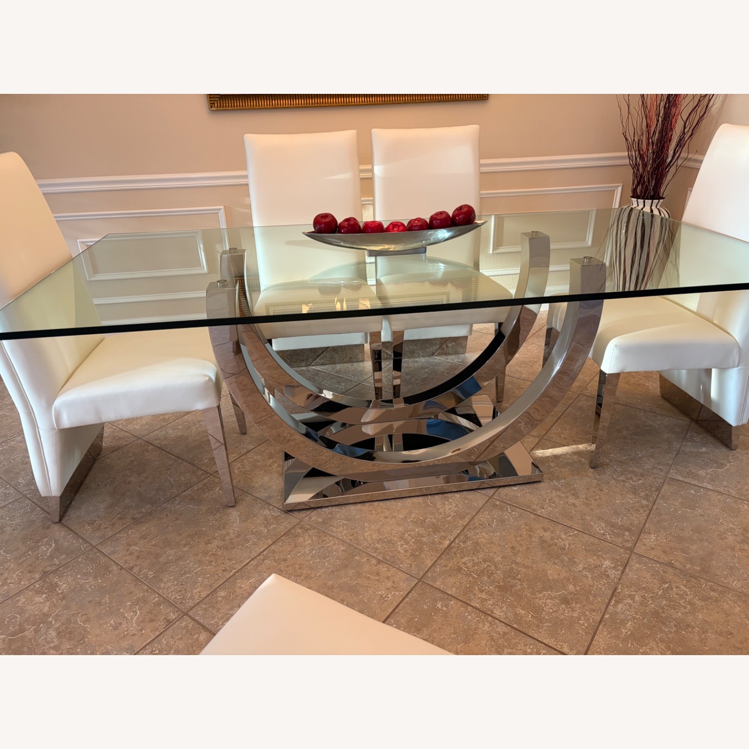 White Glass Dining Set - image-4