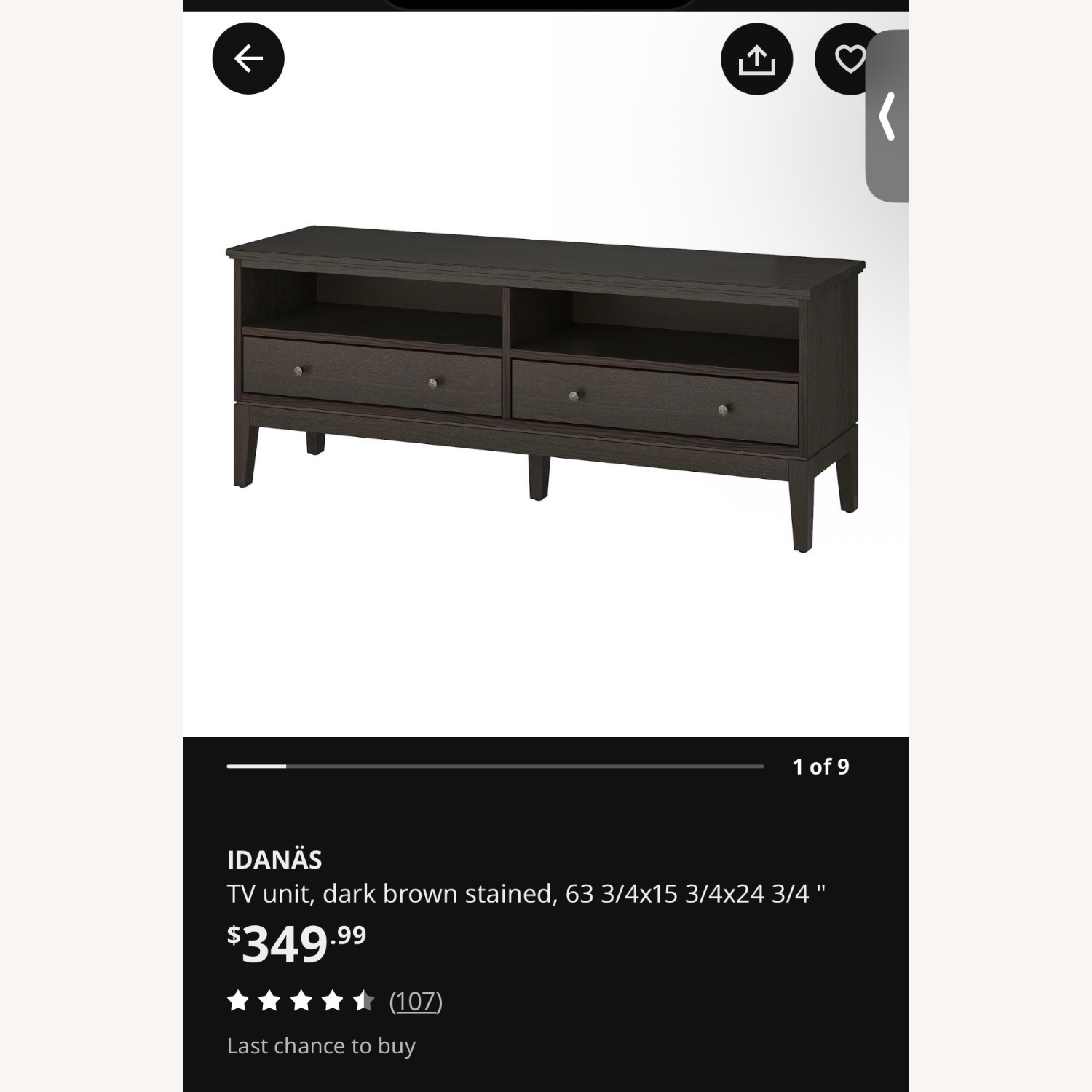IKEA Idanas Dark Brown Wood TV Stand - image-4