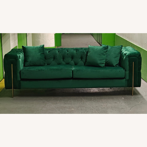 Used Modern Chesterfield Sofa Green Velvet for sale on AptDeco