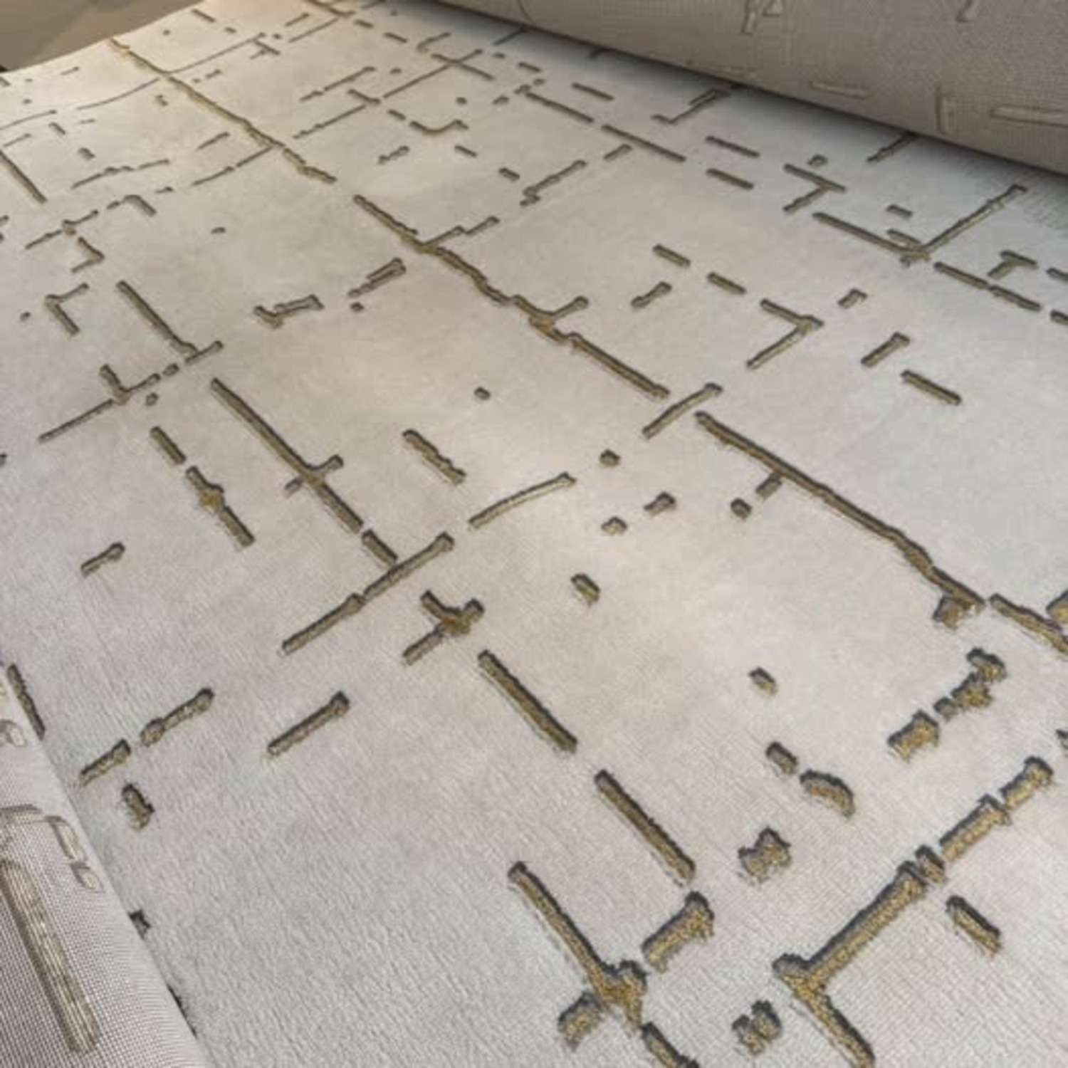 Geometric Abstract Turkish Area Rug Grey  8' x 11' - image-3