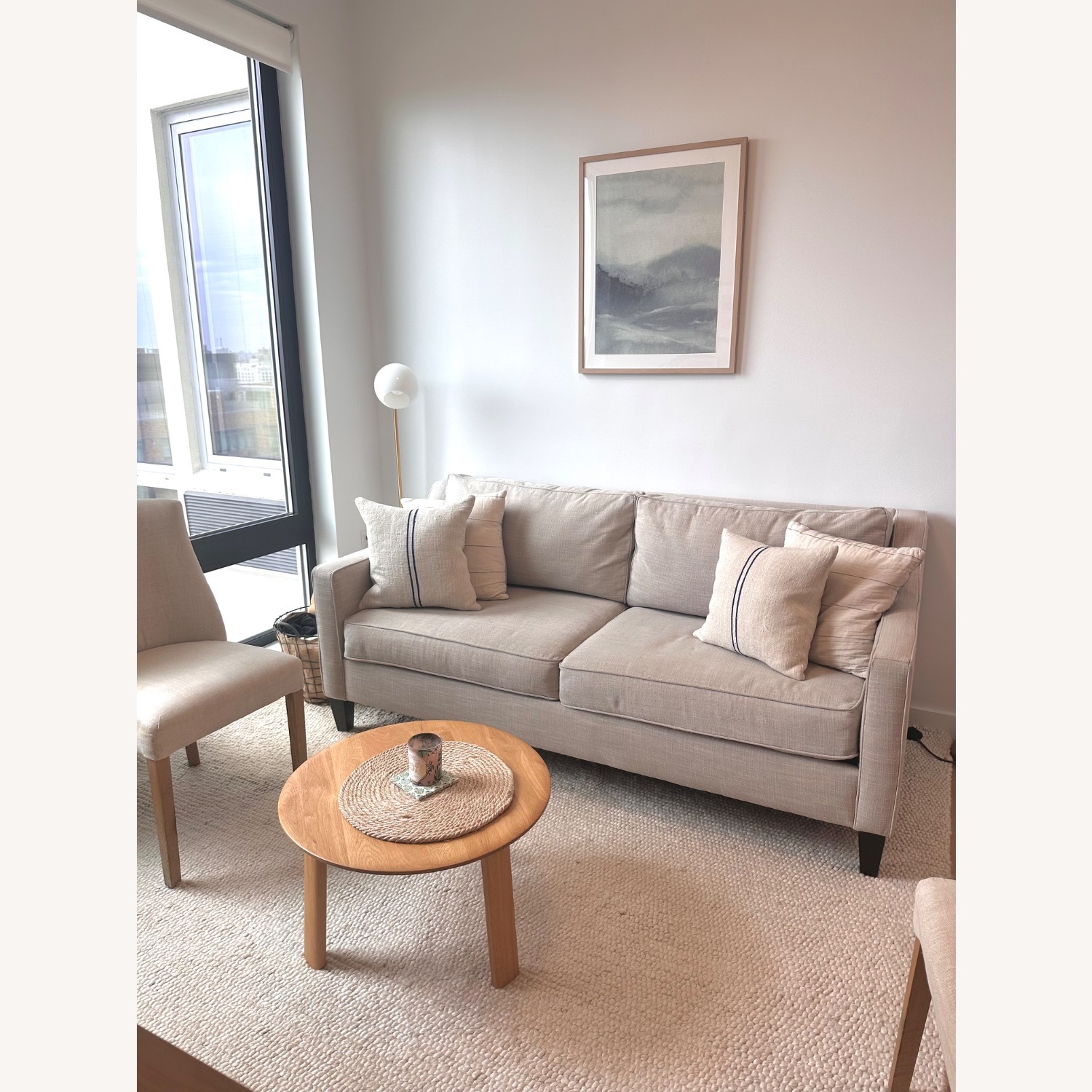 West Elm Light Gray Paidge Linen 2 Seater Sofa - image-2