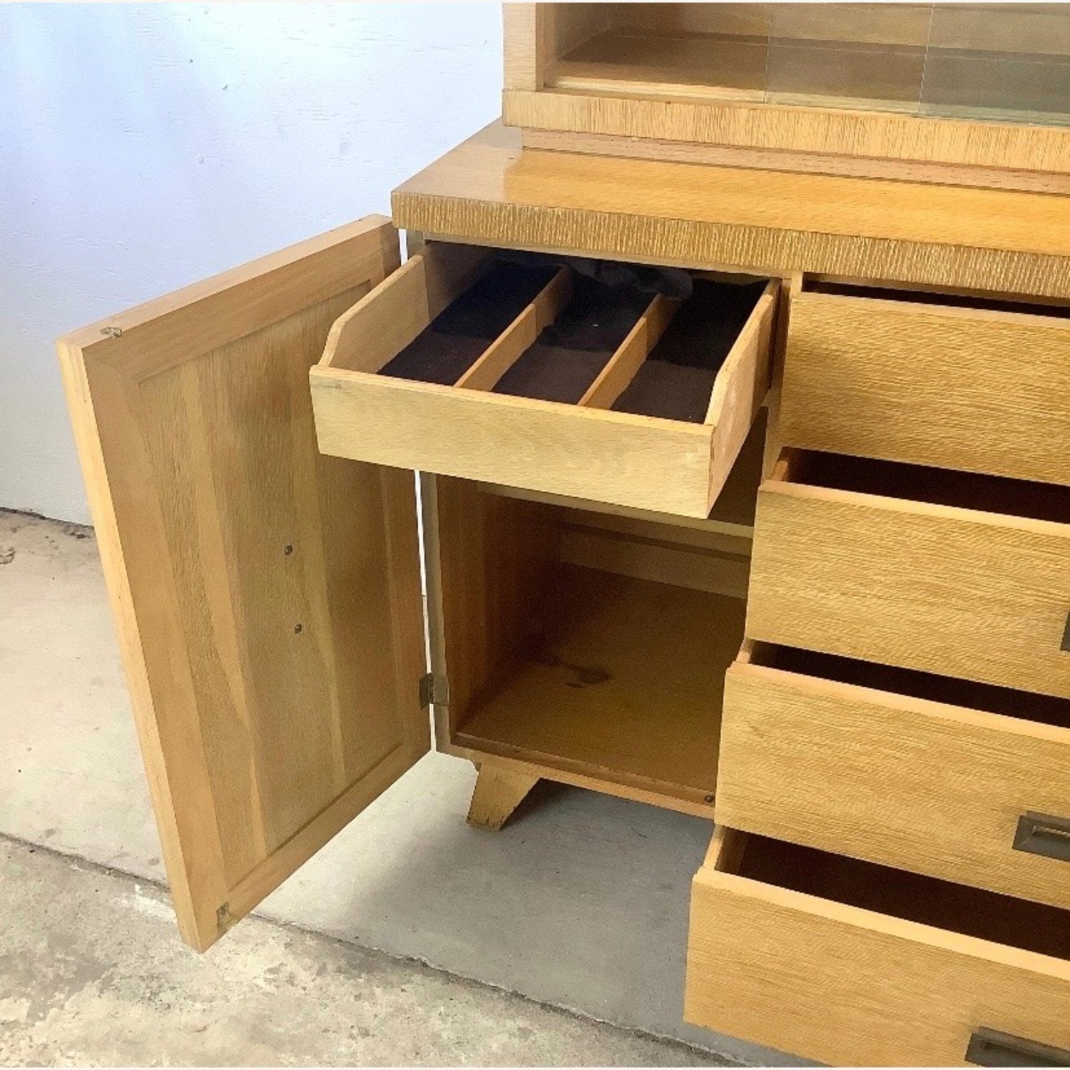 Mid-Century Blonde Cabinet With Display Topper - image-4