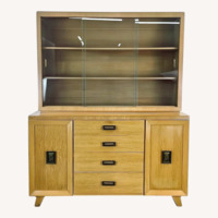 Mid-Century Blonde Cabinet With Display Topper