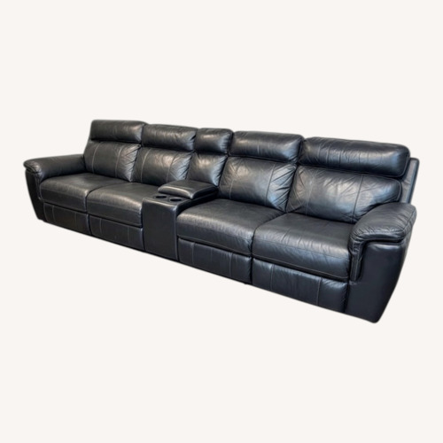 Used Black Leather 6 Piece Sectional for sale on AptDeco