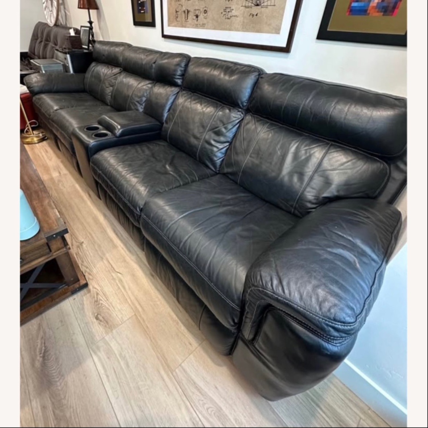 Black Leather 6 Piece Sectional - image-5