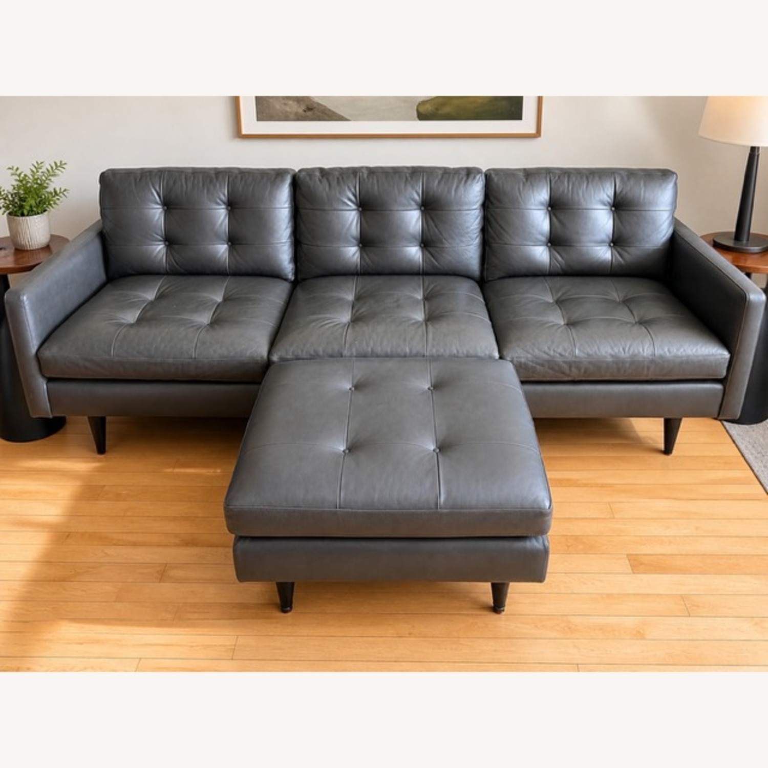 Crate & Barrel Petrie Leather Midcentury Sectional - image-6