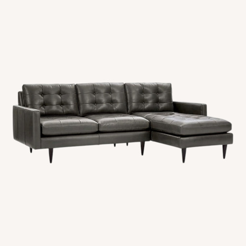 Used Crate & Barrel Petrie Leather Midcentury Sectional for sale on AptDeco