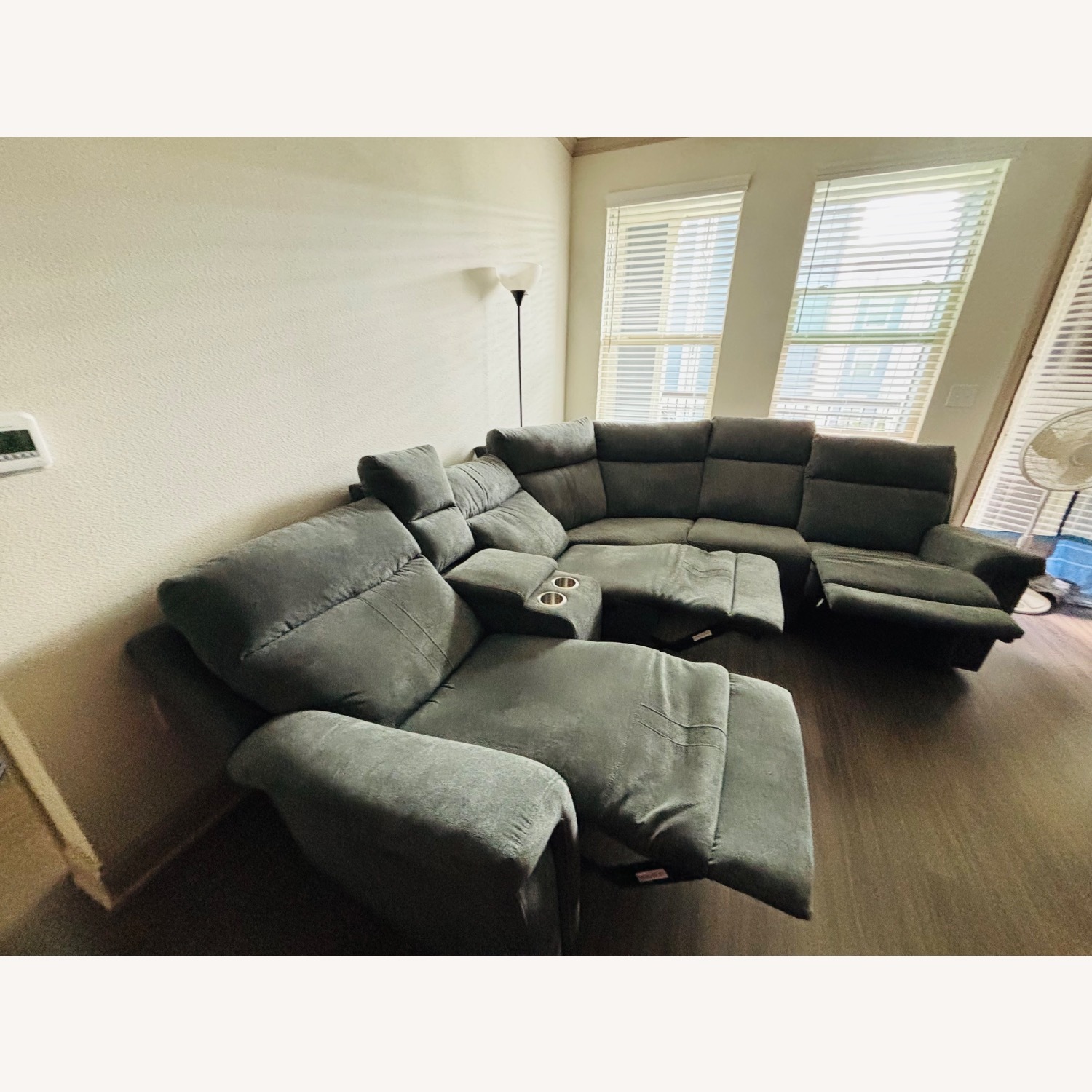 Dark Gray Fabric 3+ Piece Sectional - image-3