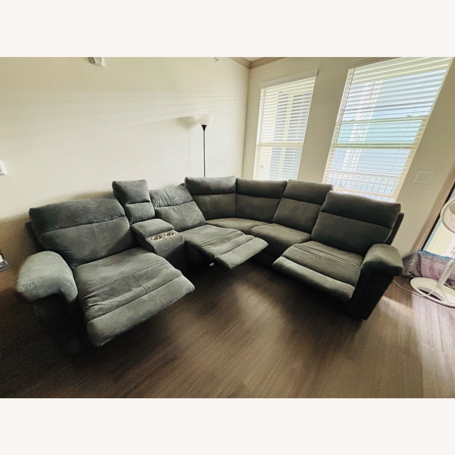 Dark Gray Fabric 3+ Piece Sectional - image-2