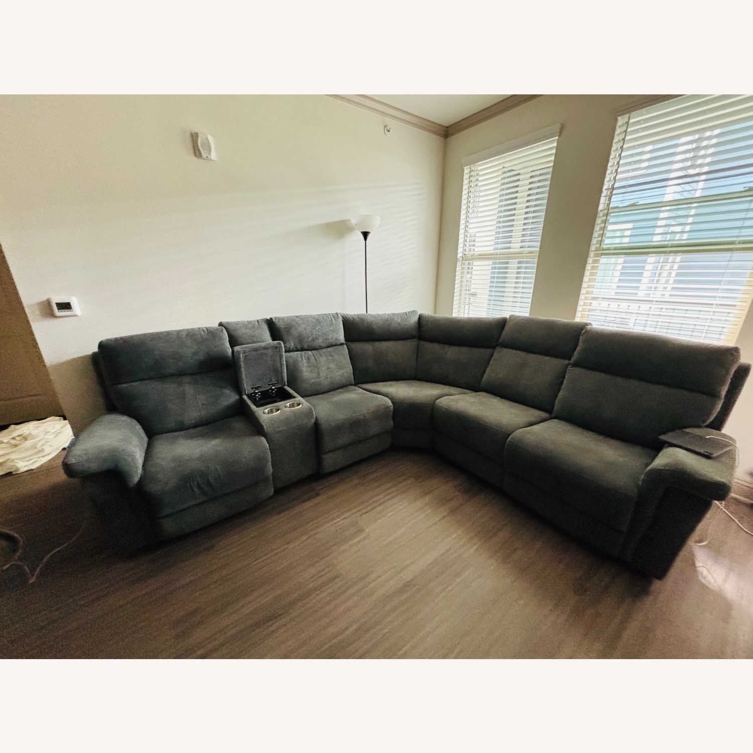 Dark Gray Fabric 3+ Piece Sectional - image-1