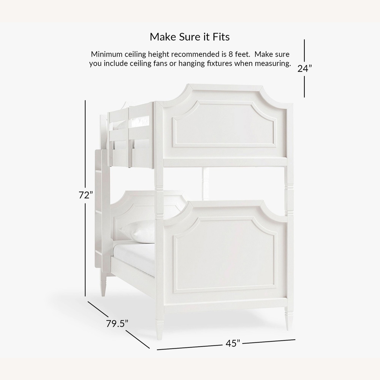 Pottery Barn Kids White Ava Regency Twin-Over-Twin Bunk Bed - image-2