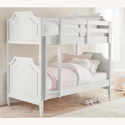 Used Pottery Barn Kids White Ava Regency Twin-Over-Twin Bunk Bed for sale on AptDeco