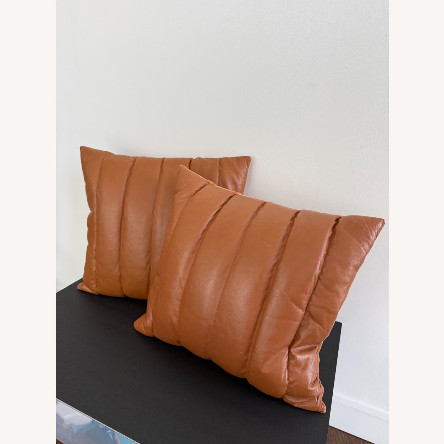 CB2 Izzy Congnac Leather Pillow - image-2