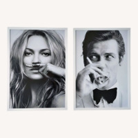 Set of 2 Framed B&W Portrait Art - Kate & Roger
