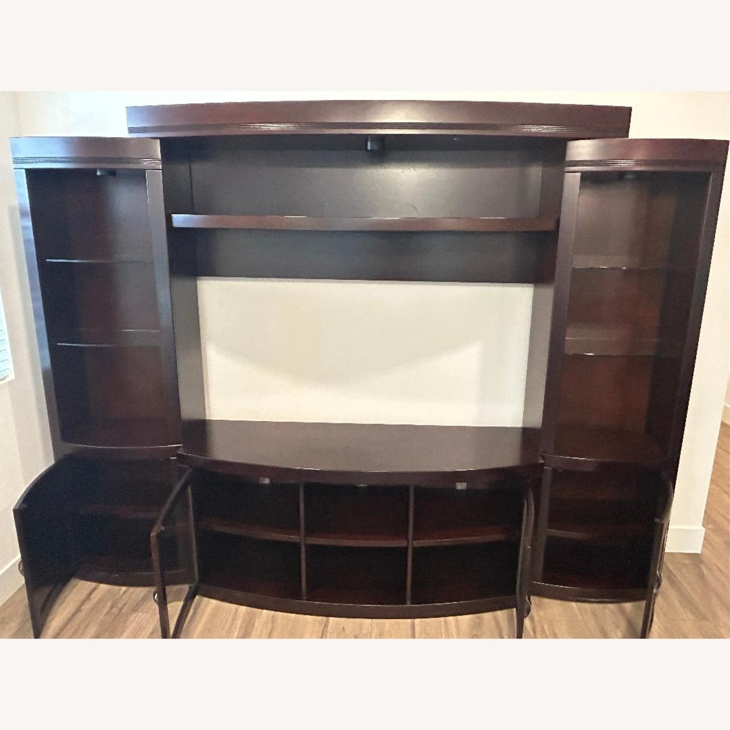 Dark Brown Wooden Entertainment Display Unit - image-2