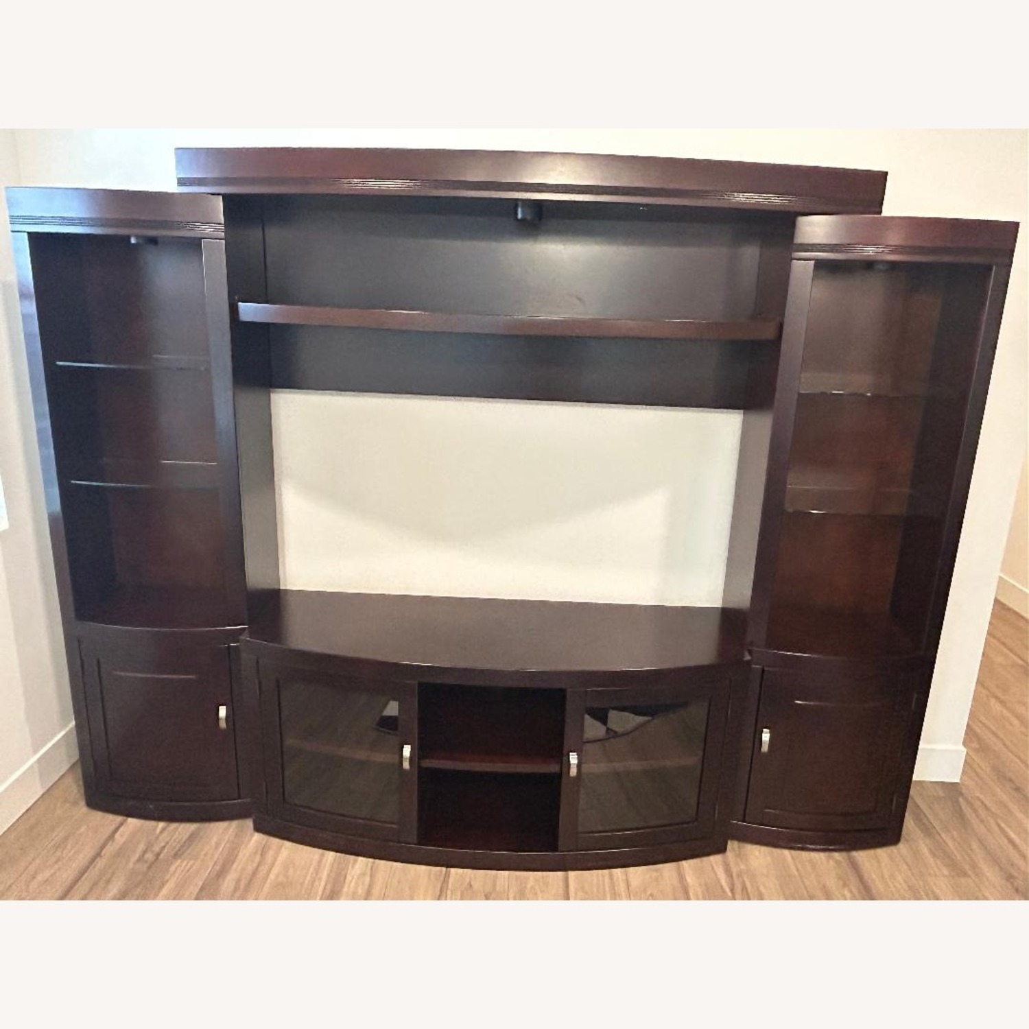 Dark Brown Wooden Entertainment Display Unit - image-1