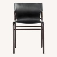 CB2 Surf Sling Black Leather Dining Chairs