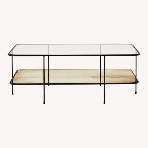Used West Elm Marley Black Glass Coffee Table for sale on AptDeco