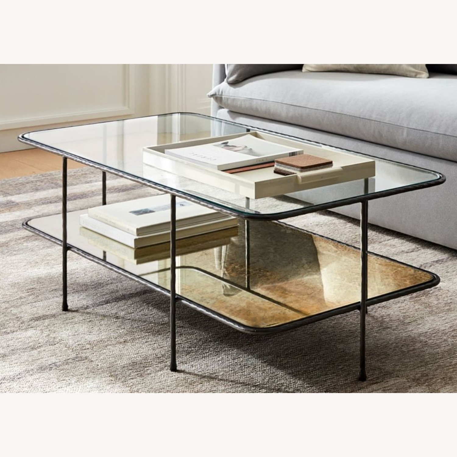 West Elm Marley Black Glass Coffee Table - image-5
