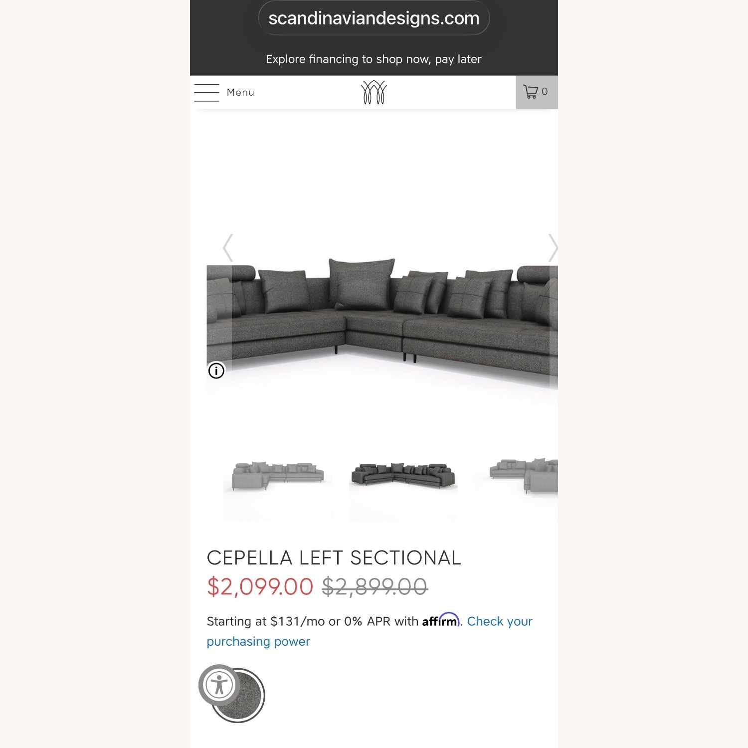 Scandinavian Designs Cepella Dark Gray 2 Piece Sectional - image-4