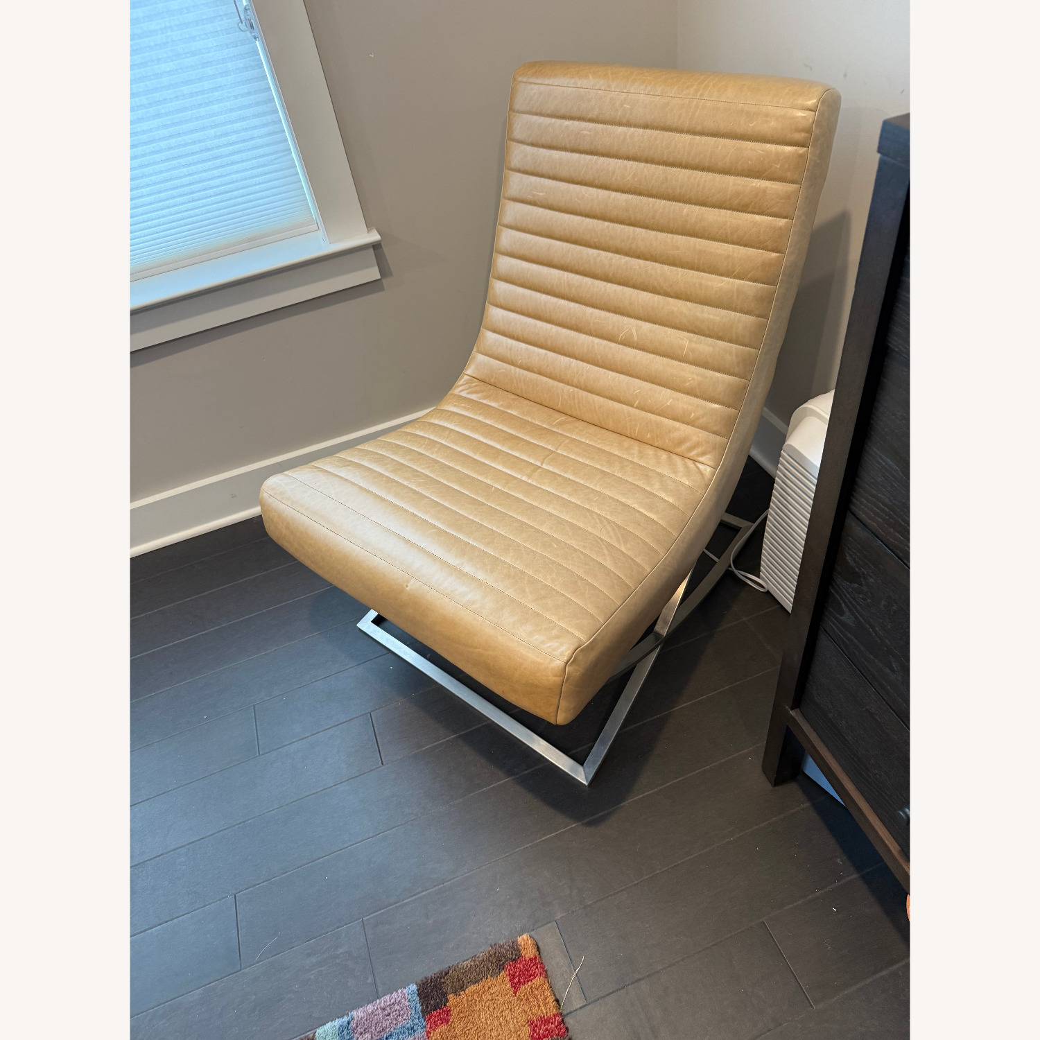 Crate & Barrel Cooper Armless Leather Lounge Chairs - image-3