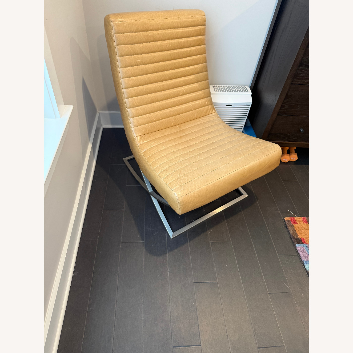 Crate & Barrel Cooper Armless Leather Lounge Chairs - image-2