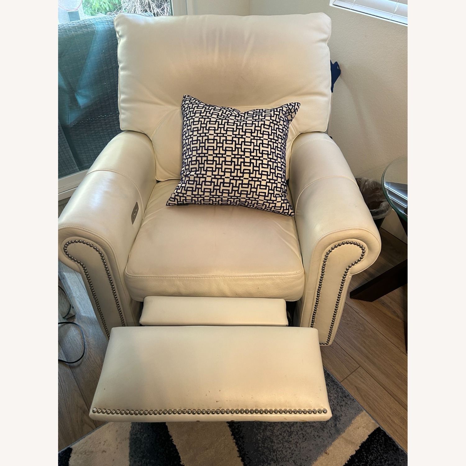 White Leather Reclining Chair - image-4