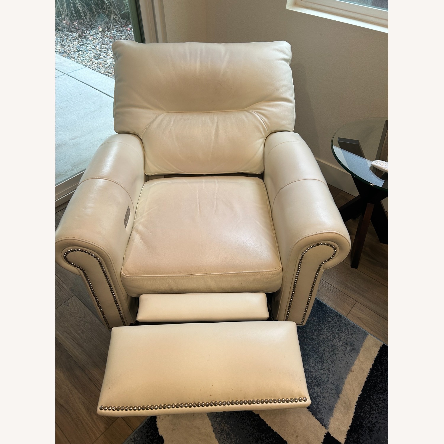 White Leather Reclining Chair - image-3
