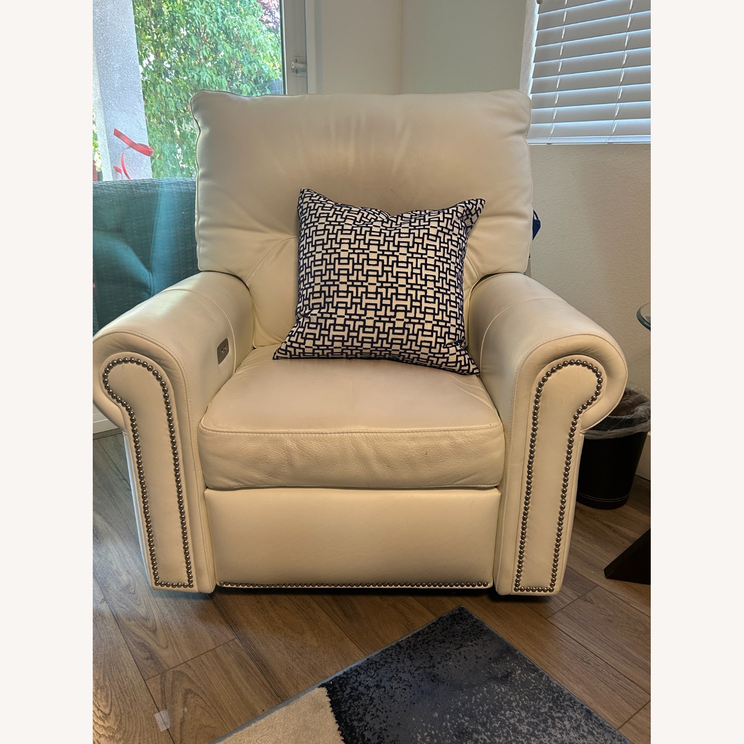 White Leather Reclining Chair - image-5
