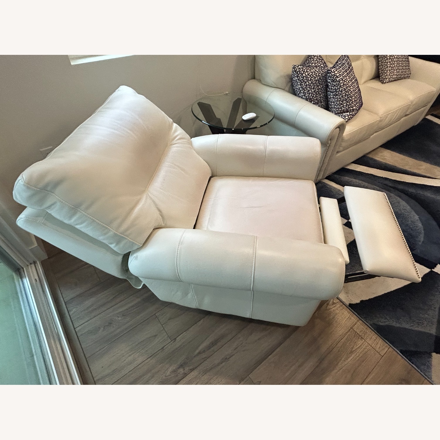 White Leather Reclining Chair - image-2