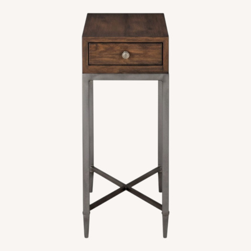 Used Century Furniture Wood and Aluminum Side Table for sale on AptDeco