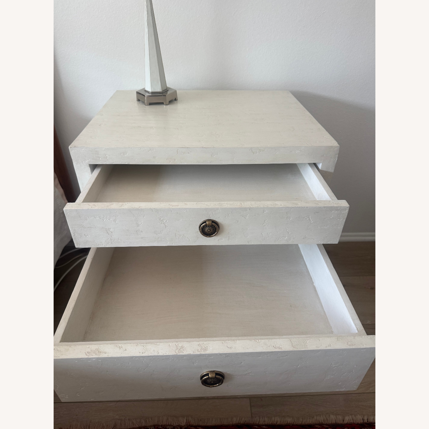 White/Grey Nightstand — 2 Drawer - image-2