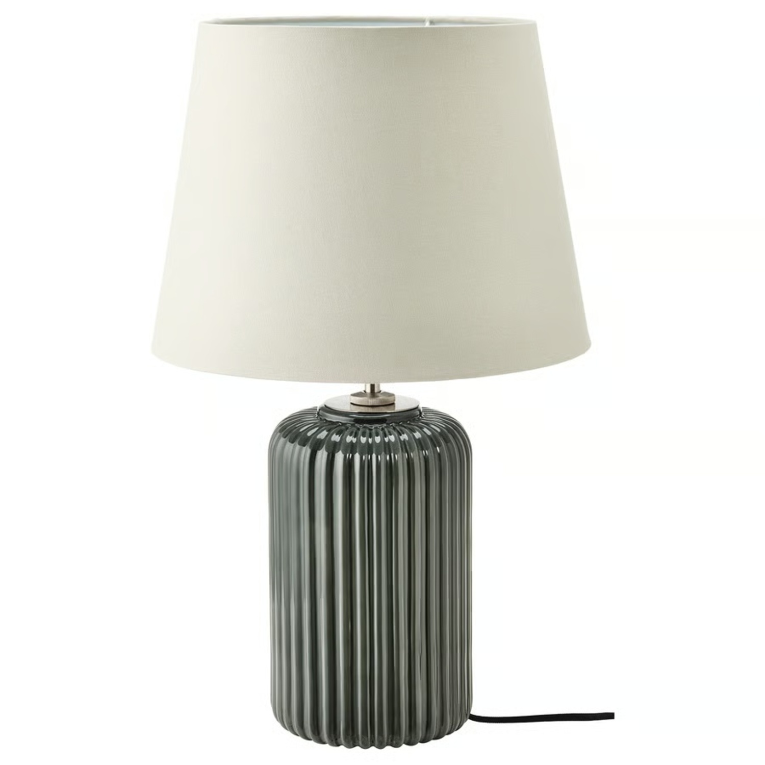 IKEA SNÖBYAR Gray-Turquoise Earthenware Table Lamp - image-6