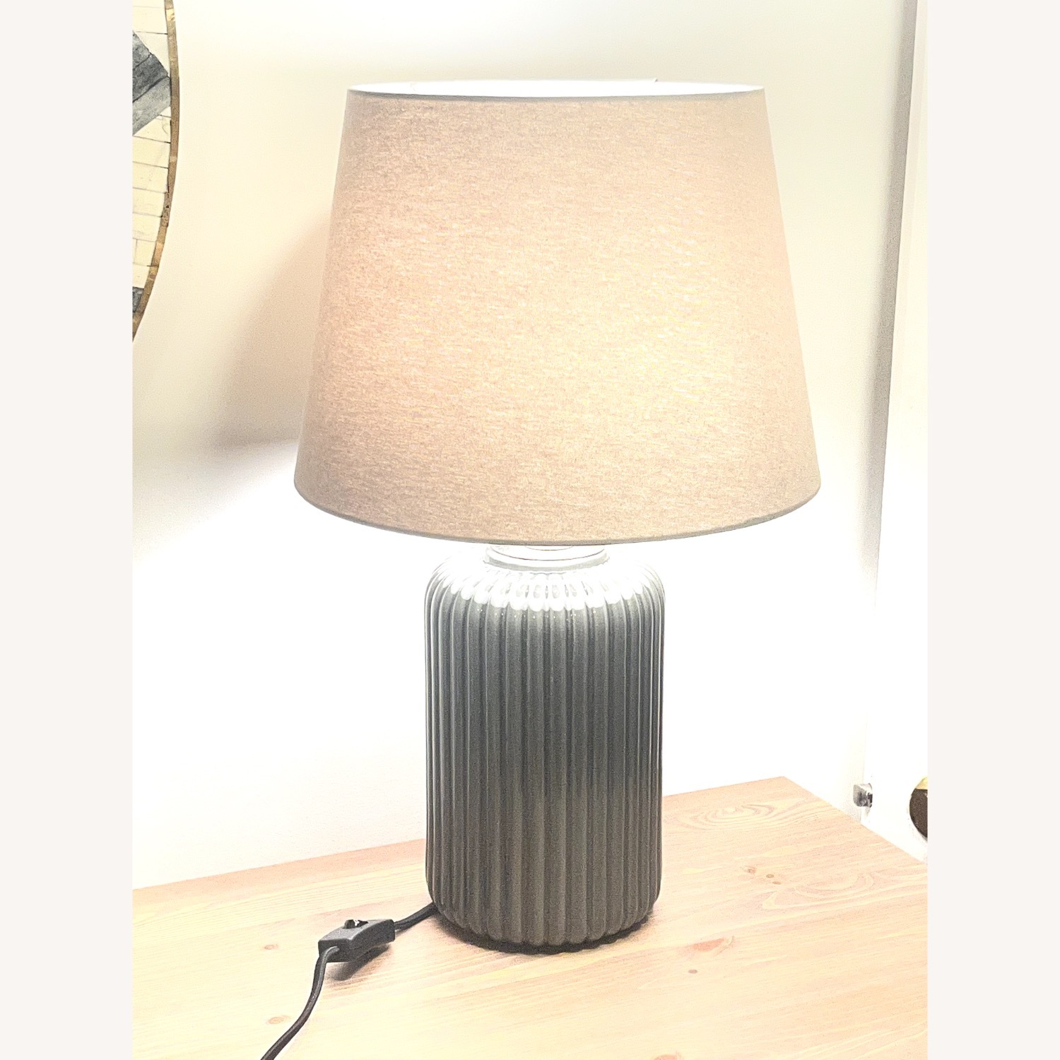 IKEA SNÖBYAR Gray-Turquoise Earthenware Table Lamp - image-2