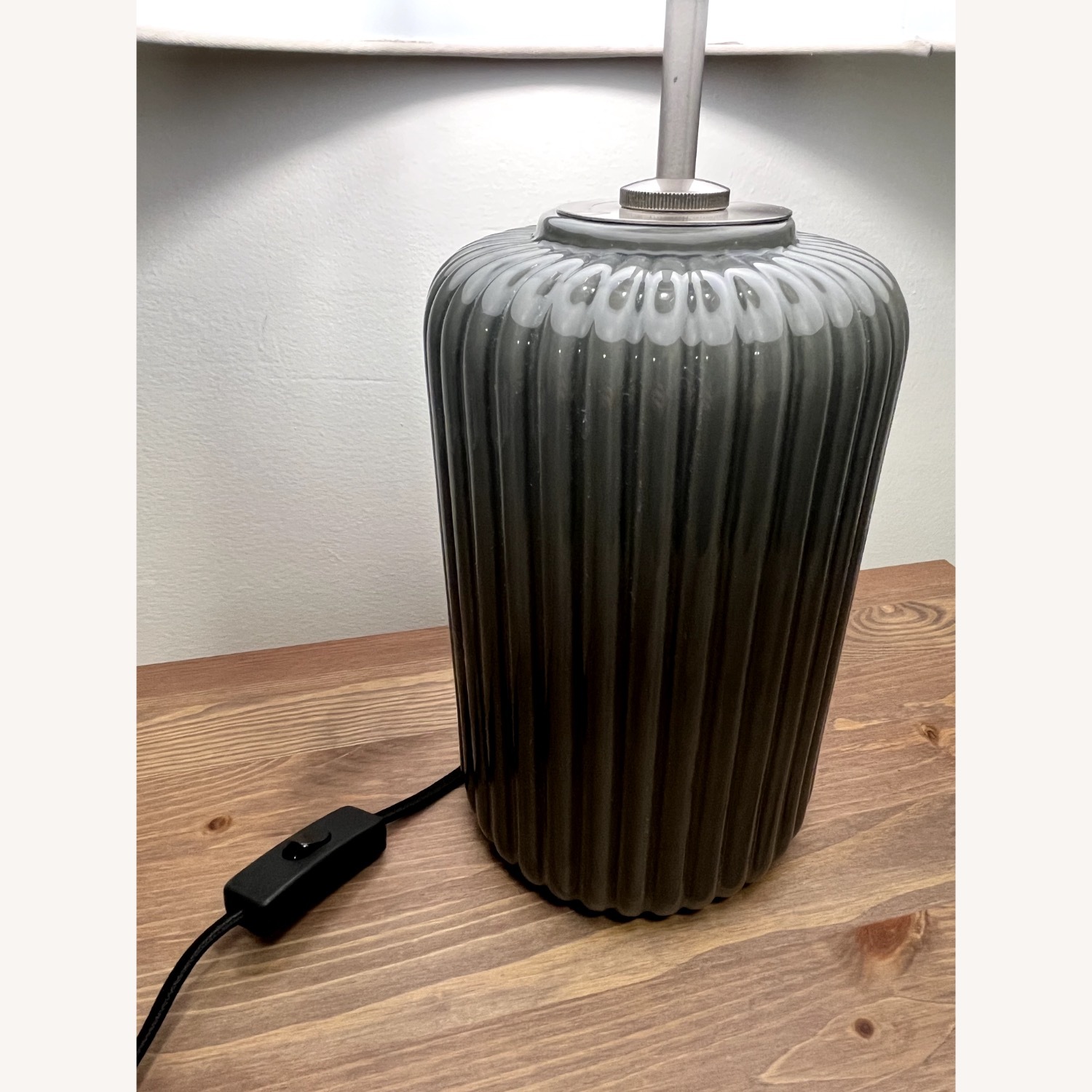 IKEA SNÖBYAR Gray-Turquoise Earthenware Table Lamp - image-3