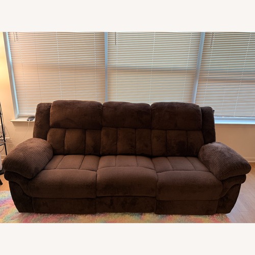 Used Bob's Discount Furniture Trevor Brown 91'' Manual Reclining Sofa for sale on AptDeco