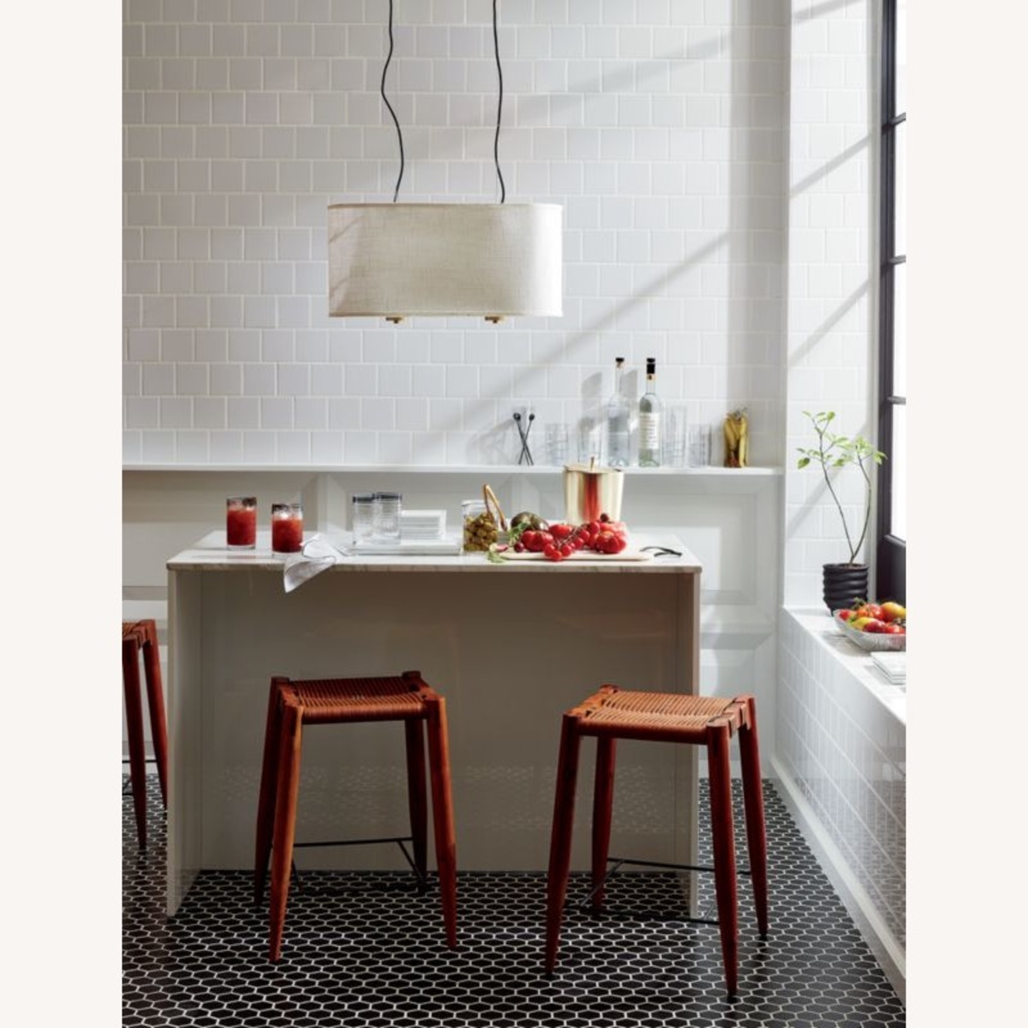 CB2 White Marble Kitchen Island - image-3