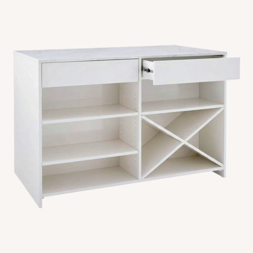 Used CB2 White Marble Kitchen Island for sale on AptDeco