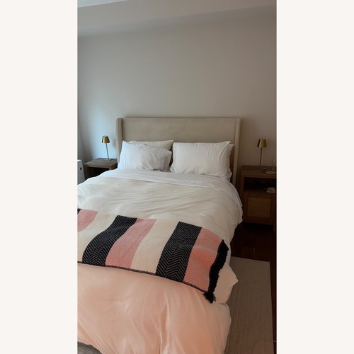 Used Rozitta Beige Velvet Queen Bed for sale on AptDeco