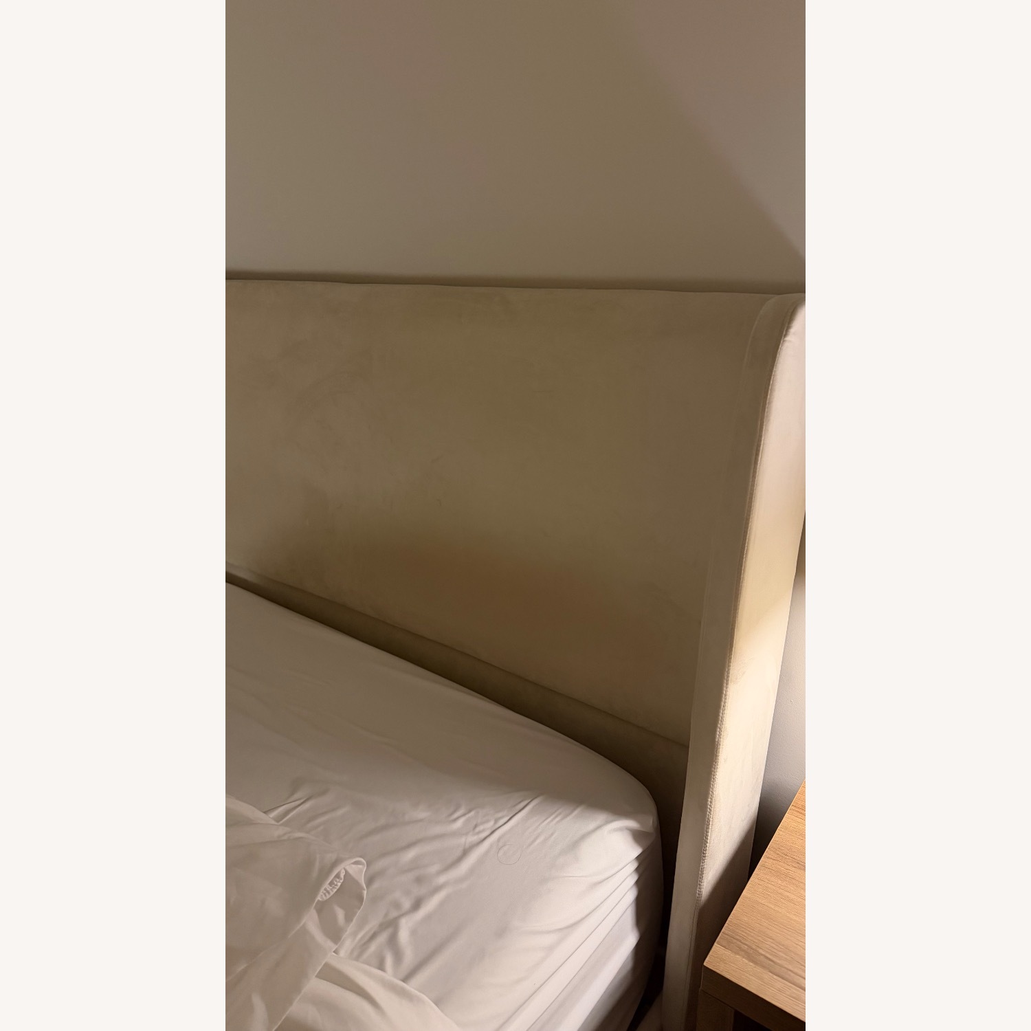 Rozitta Beige Velvet Queen Bed - image-2