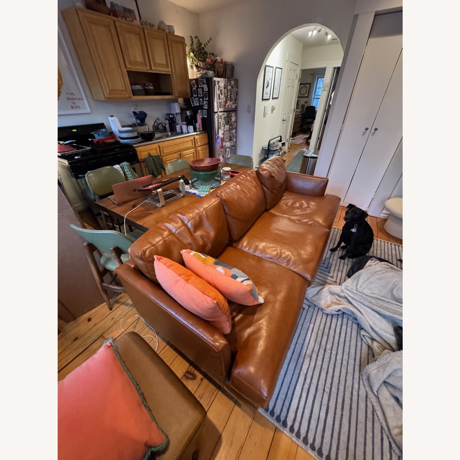 West Elm Haven Light Brown Faux Leather 3+ Seater Sofa - image-7