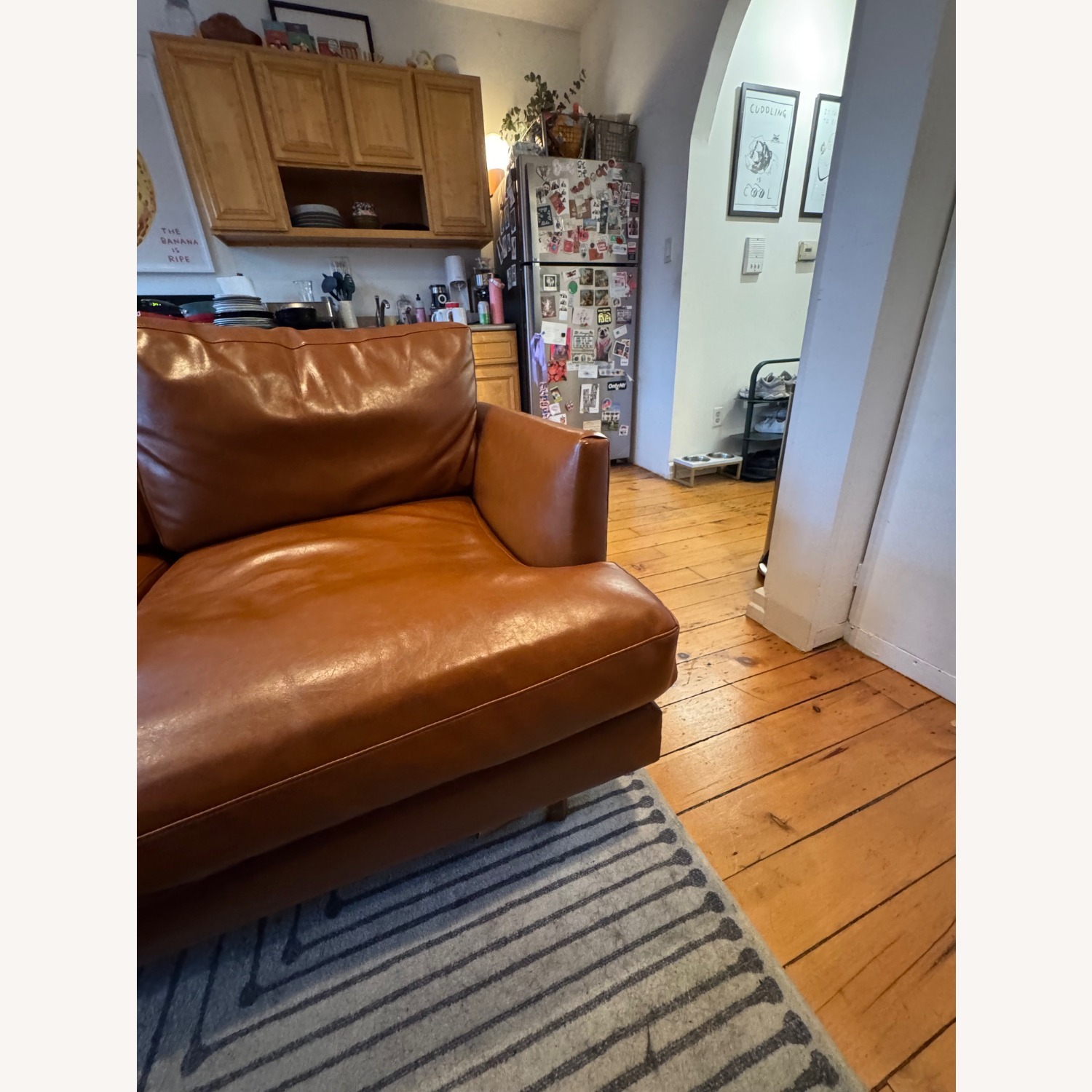 West Elm Haven Light Brown Faux Leather 3+ Seater Sofa - image-6