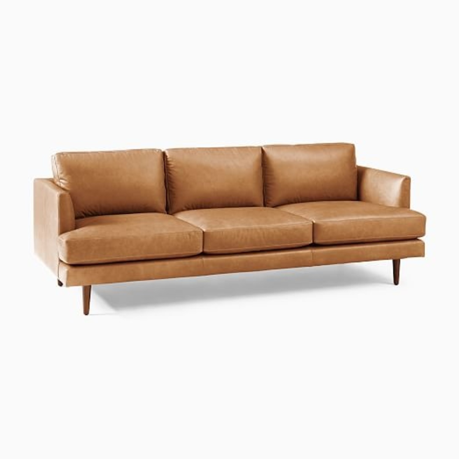 West Elm Haven Light Brown Faux Leather 3+ Seater Sofa - image-9