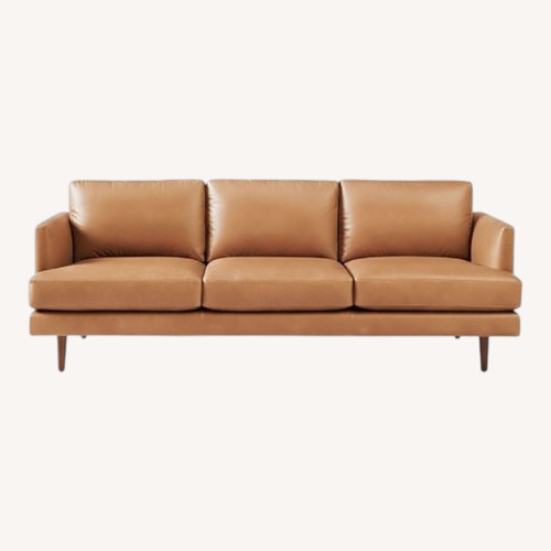 Used West Elm Haven Light Brown Faux Leather 3+ Seater Sofa for sale on AptDeco