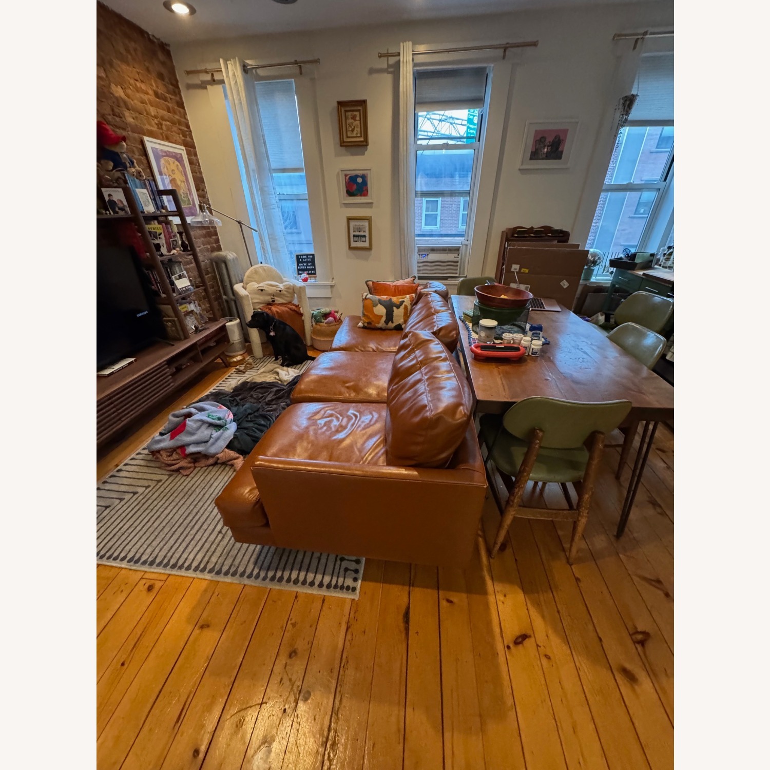 West Elm Haven Light Brown Faux Leather 3+ Seater Sofa - image-5