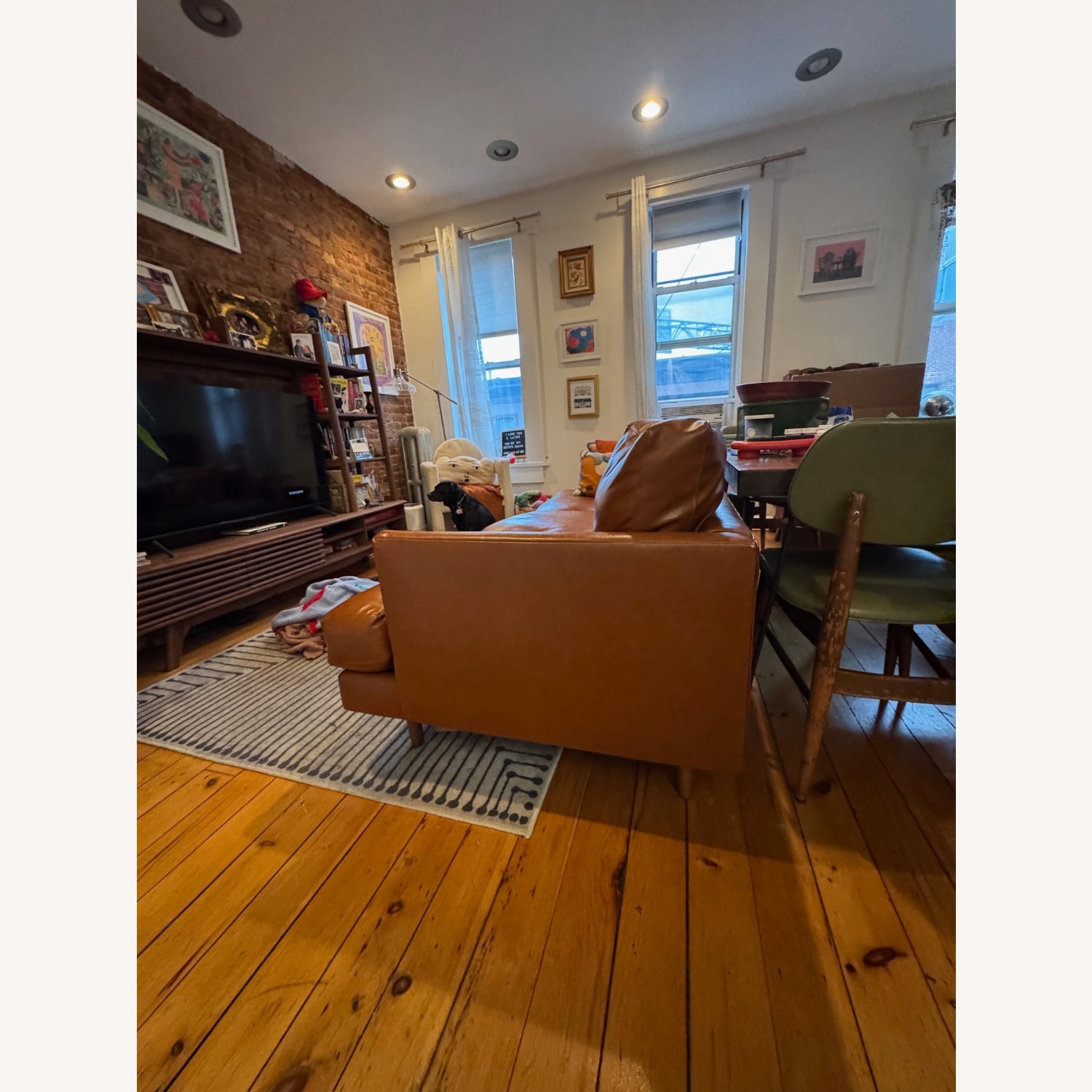 West Elm Haven Light Brown Faux Leather 3+ Seater Sofa - image-3