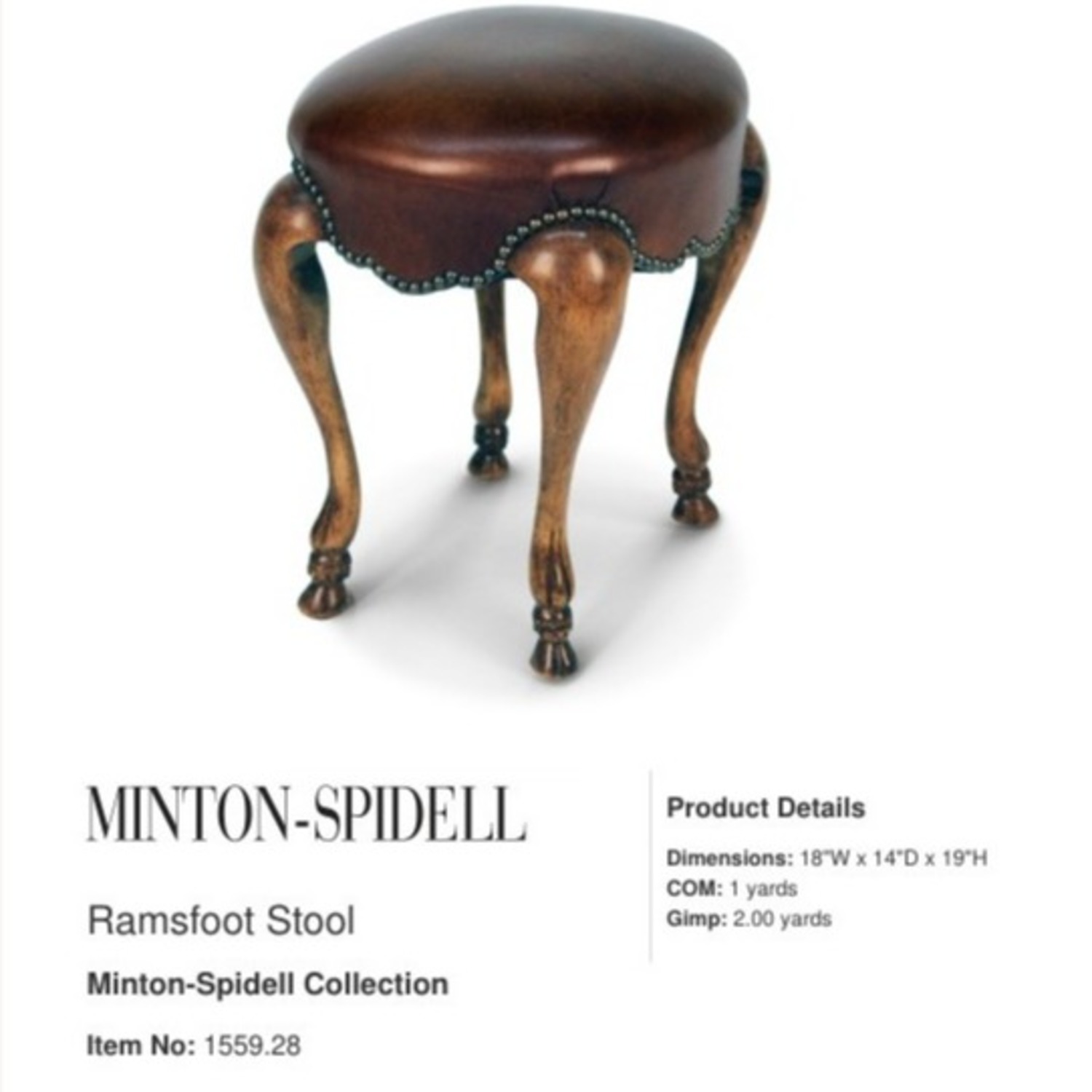 Minton-Spidell Ramsfoot Stool White Leather - image-4